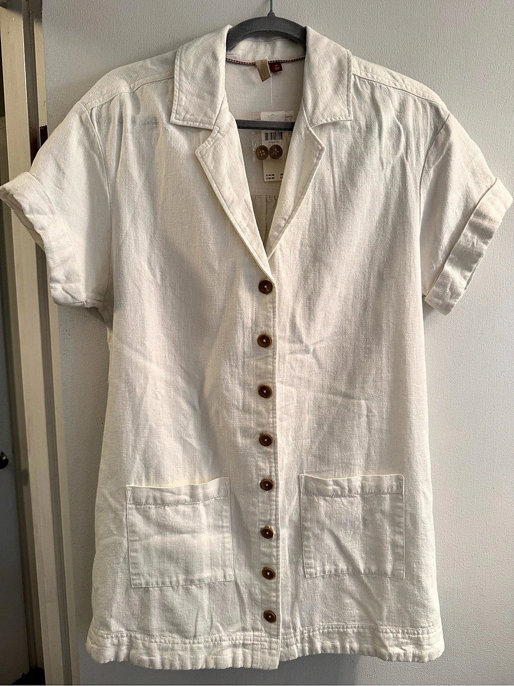 Pilcro (anthologie)Linen-Blend Mini Dress in White Size XS NWT